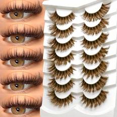 Shein Brown Faux Mink Eyelashes Clear Stem - Natural Look