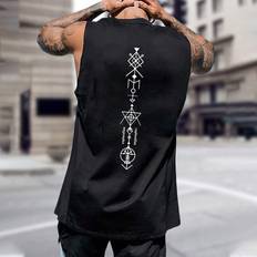 46 Linnen Shein Men's Plus Geometric & Letter Printed Tank Top