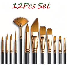 Shein Paint Brushes 12 Pack For Oil Painting Watercolor, Professional Artist Painting Brush Set For Oil, Acrylic, Canvas, Gouache