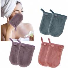 Cosmetics Shein 2pcs Multi Color Microfiber Double Sided Makeup Remover Mitt Reusable For Face Cleansing