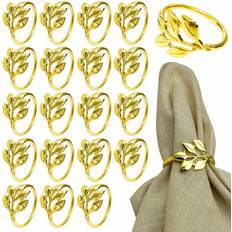 Shein 20pcs Gold-Tone Leaf Shaped Napkin Rings For Wedding, Festival Or Any Occasion Servettring