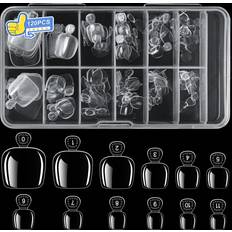 Shein 120pcs/Set Clear Square Press On False Nail Tips For Manicure/Pedicure With 12 Soft Gel Acrylic Artificial Nails Suitable For Salon
