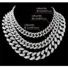 Shein Unisex Necklaces Shein 1pc Fashionable And Unisex Metal Necklace With Different Widths, Diamonds, For Daily Wear As Bracelet Or Necklace