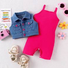 Övriga sets på rea Shein Baby Girl Single-Breasted Vest And Overall Shorts Set