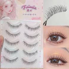 Cosmetics Shein 5pairs/Pack One Piece Ultra-Thin False Eyelashes With Transparent Stem, Cartoon Style, Natural Looking, Curling, Lengthening, Soft & Lifelike Faux Min