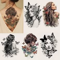 Body Makeup Shein Beautiful Personalized Flower Butterfly Patterned Body Temporary Tattoo Sticker - Women