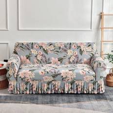 Multicoloured Loose Sofa Covers Shein 1pc Flower Printed All-Inclusive Milk Silk Sofa Cover With Skirt Sofföverdrag Multifärgad