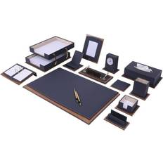 Ebern Designs Lux Leather Desk Accessories Leather Desk Organizer -Desk Organizer