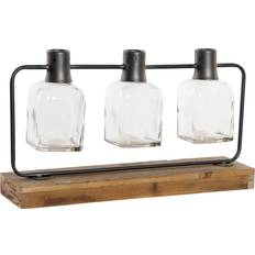 Crystal Vases Dkd Home Decor Elegant Black Metal and Crystal Set 49 x 11 x 27 cm Vase