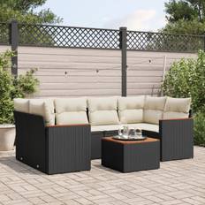 Nero Set da Lounge da Esterno vidaXL Divani Giardino con Cuscini 7 pz Nero Polyrattancod Mxl 113042 Set da Lounge da Esterno