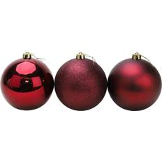 Red Christmas Tree Ornaments Shatchi 3Pcs, Burgundy 10cm Baubles Christmas Tree Ornament