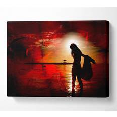 Wallart-Direct Sunset Ocean Walk Canvas Print Framed Art