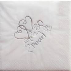 NPK 30th Anniversary Pearl Printed Napkins (Pack Of 15) Blanc