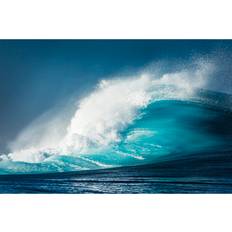 Blue Framed Art House of Hampton Powerful blue wave Framed Art