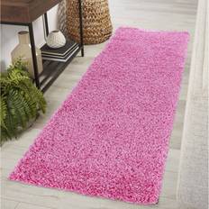 Pink Carpets Serdim Rugs Plain Room Fluffy Shaggy Pink