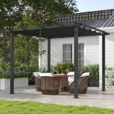 Pergola with roof OutSunny 3 3m Aluminium Pergola with Retractable Roof, Garden Gazebo Canopy