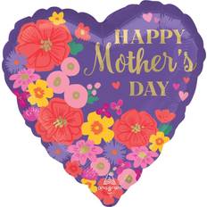 Äitienpäivä Juhlatarvikkeet Amscan Folioilmapallo Sydän Happy Mother's Day Violetti