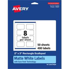 Office Supplies Avery Matte White Scalloped Rectangle Labels 2 x 3