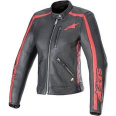 XS Motorcycle Jackets Alpinestars Stella Dyno Damen Motorrad Lederjacke, schwarz-rot, Größe