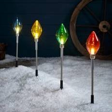 Lights4fun 4 Multi Coloured C9 Bulb Christmas Path Lights