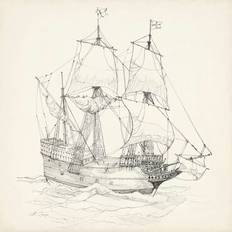 Longshore Tides Antique Ship Sketch IV Framed Art