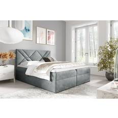 160cm - 220cm Letti Continentali Boxspringbett Schlafzimmerbett 160x220 cm Lazaro Nr.6 Grau Letto Continentale