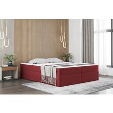 220cm Letti Continentali Boxspringbett PRIMA 180 x 220 cm - Stoff Rot Letto Continentale