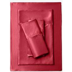 BrylaneHome Satin Bed Sheet Red