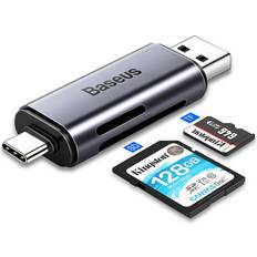 Baseus Baseus Aluminum Alloy ABS High Speed Type C USB 3.0 OTG TF Camera Memory Card Reader For Smart Phone Tablet PC Laptop