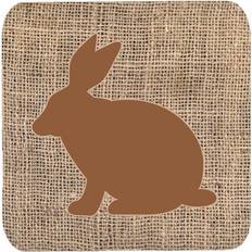 Brown Coasters CoolCookware Rabbit Burlap Foam Set Of 4 Coaster