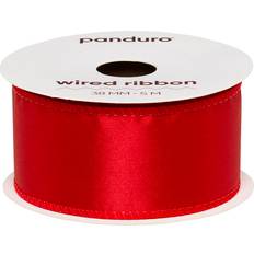 Panduro Hobby Mörkrött satinband med stålkant – 38 mm brett och 5 meter långt