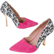 Polyurethane - Women Heels & Pumps Shein Ladies' High Heels, Solid Pink/leopard Print Stiletto Single Shoes