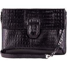 Infinity Leather Black Womens Leathr Clutch Alligator Printed Cowhide Bag