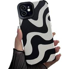 Compatible with iPhone 12 Cute Wave Pattern Mobile Case for Women GirlsSoft TPU Anti-Bump Phone Case Zebra Pattern Design Silicone Case