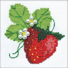 Counted Cross Stitch Kit 4"X4"-Garden Strawberry 14 Count