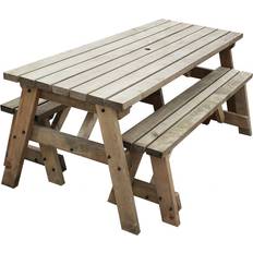 8ft, Rustic Brown Garden Picnic Patio Dining Set