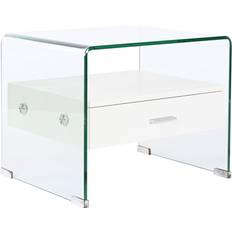 Glasses Bedside Tables Dkd Home Decor Nightstand White Transparent Crystal MDF Bedside Table