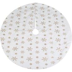 Christmas Tree Skirts Elegance Large Christmas Tree Skirt White Gold Snowflakes 110cm Christmas Tree Skirt