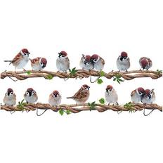 Geni-Store Cartoon Rattan Bird Sticker Removable Birds Stand Wall Decor