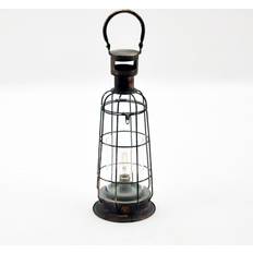 Metal Lanterns Lemon Pavilion Battery and Bulb Black Lantern 46cm