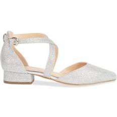 Glitter 'Inaya' Mid Block Heel Court Shoes Silver