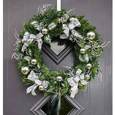 Silver Decorative Items Garden Mile Thick Traditional Christmas Door Wreath Decoration