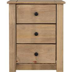 Brown Bedside Tables SECONIQUE Panama Natural Wax Bedside Table 40.5x46.5cm