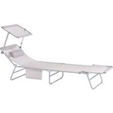 Folding Sunlounger with Sun Shade