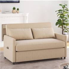 Pull Out Khaki Sofa 57.1" 2 Seater