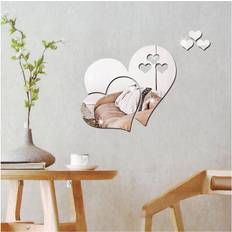 silver 3 Love Heart Mirror Tiles Wall Decor