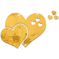 gold 3 Love Heart Mirror Tiles Wall Decor