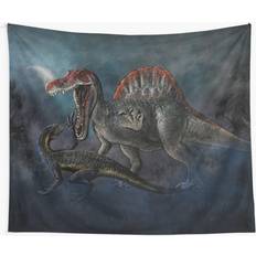 BearLad Tapestry 60x50inch Spinosaurus vs Indominus Rex Dinosaur Battle Wall Decor