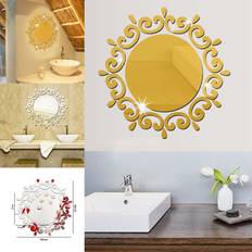 Round Flower Mirror Tiles Kitchen Wall Decor