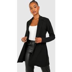 Blazers boohoo Womens Tall Basic Jersey Knit Fitted Longline Blazer Black